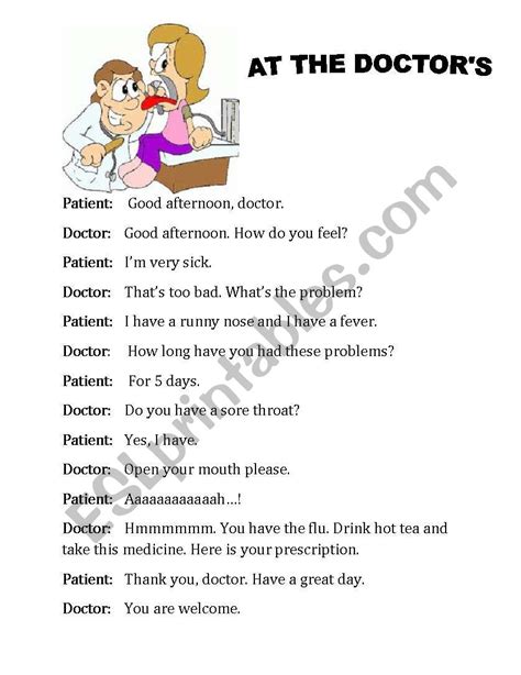 At The Doctors Esl Worksheet By Fevziye