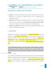 Febrero Actividad Calificaci N De Origen Docx Asignatura