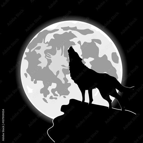 Howling Wolf Silhouette Moon