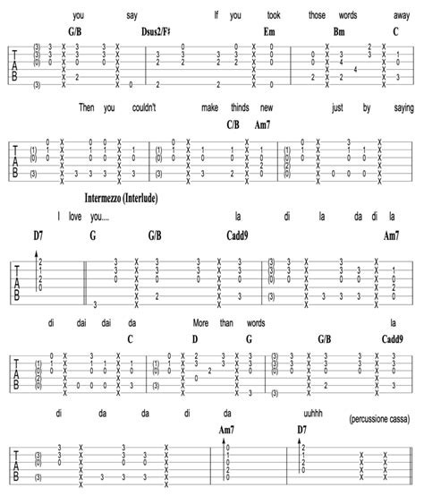 More Than Words Extreme Guitar TAB Chords Guitar Tabs