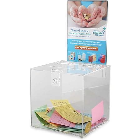 Acrylic Raffle Box With Lock And Sign Holder Charity Donation And