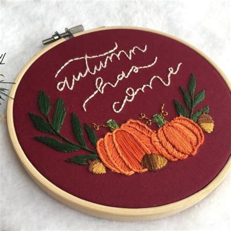 Autumn Has Come Fall Embroidery Hoop Autumn Embroidery Hoop Art