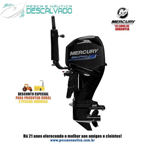 Motor De Popa Mercury 4 Tempos 60HP ELPT EFI CT SEAPRO Pesca E