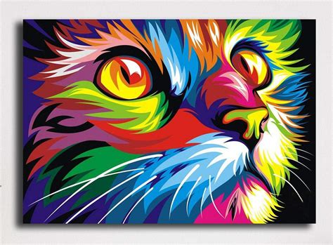 PIXELARTZ Canvas Painting -Cat - Abstract Modern Wall Art : Amazon.in ...