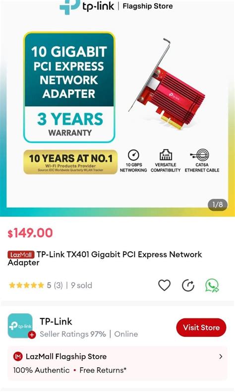 Tp Link Tx Gigabit Pci Network Adapter Computers Tech Parts