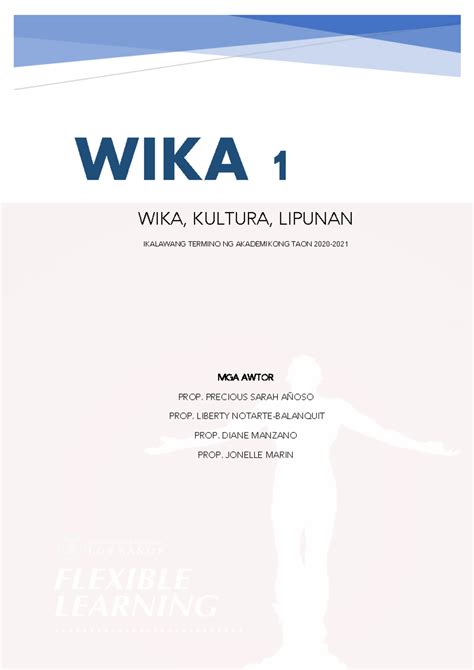 Wika1 Modyul 1 Wika 1 Wika Kultura Lipunan Ikalawang Termino Ng