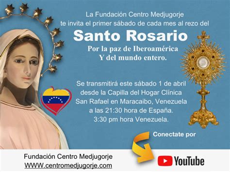 En vivo Sábado 1 de abril rezo del Rosario por la paz de Iberoamérica