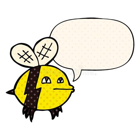 A Creative Cartoon Bee And Speech Bubble In Comic Book Style Stock