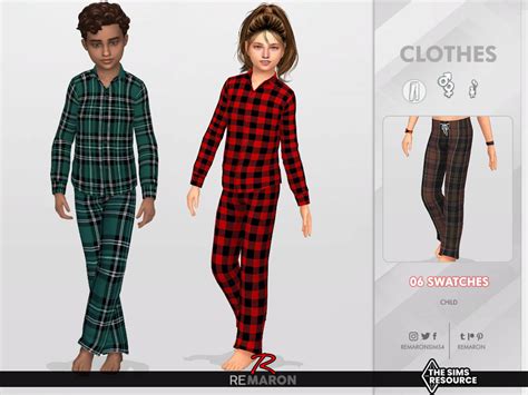 Remarons Pajamas Pants 01 For Child Sim Sims 4 Cc Kids Clothing