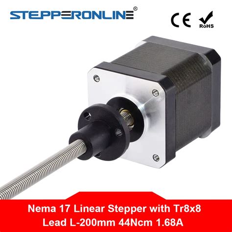 Nema 17 ภายนอก Linear Stepper มอเตอร์ 48mm Stack 168a ตะกั่ว 8 มม0