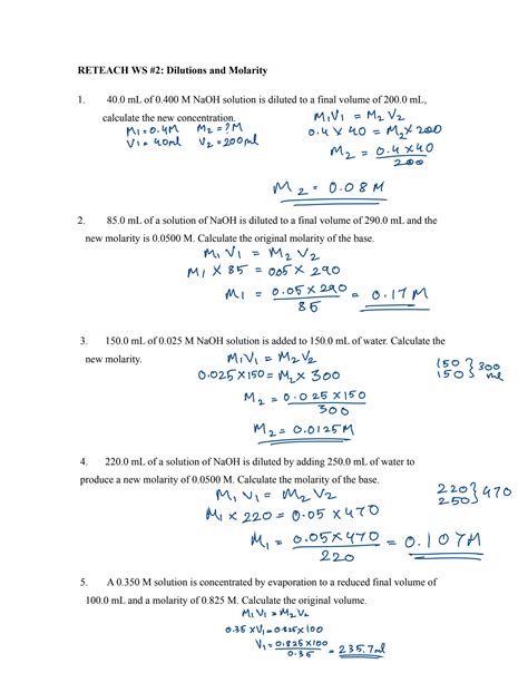 SOLUTION 4chap Dilutions And Titration Worksheet Studypool