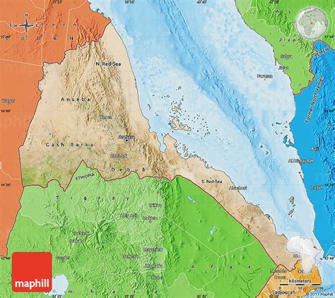 Satellite Map Of Eritrea Political Shades Outside