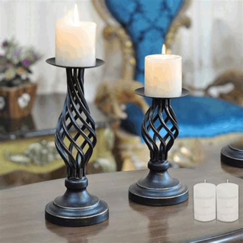 Large Vintage Wrought Iron Glass Candelabra Holders Wedding Romantic Candlestick Candle Holder