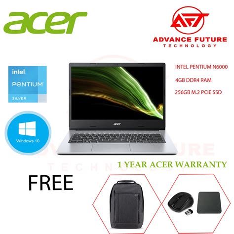 Acer Aspire 3 A314 35 P9d3 14 Fhd Laptop Pure Silver Pentium N6000