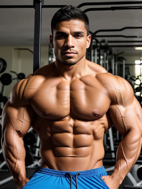 Muscular Hispanic Man In Gym Pincel