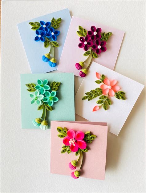 Set Of 5 Quilling Blank Card Set With Boxed Envelopes Handmade Greeting Card Pack Cards For