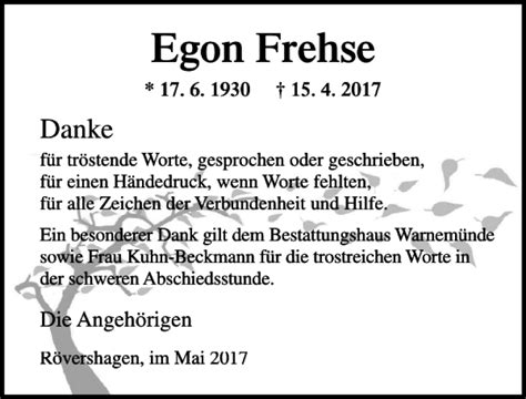 Traueranzeigen Von Egon Frehse Trauer Anzeigen De