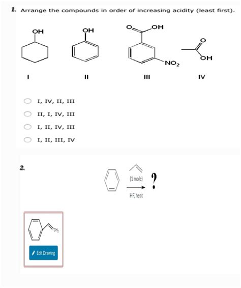 Solved 1arrange The Compounds In Order Of Increasing