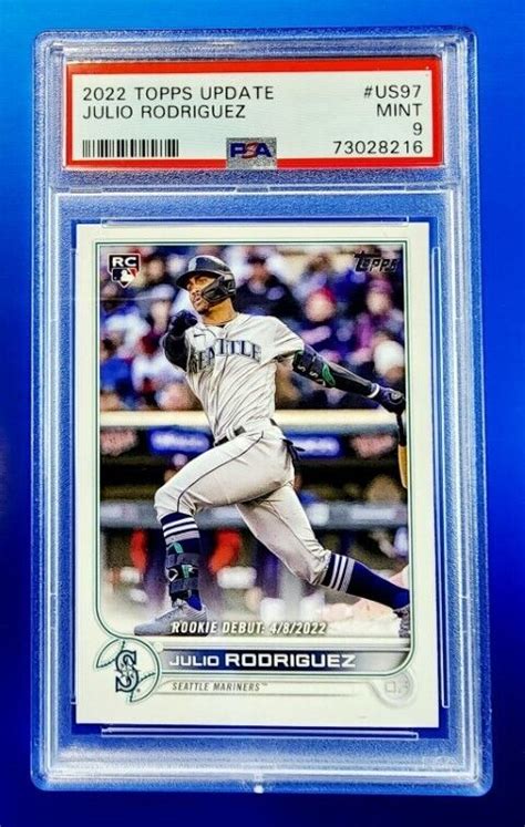 2022 Topps Update Julio Rodriguez Us97 Rc Rookie Debut Mariners Psa 9