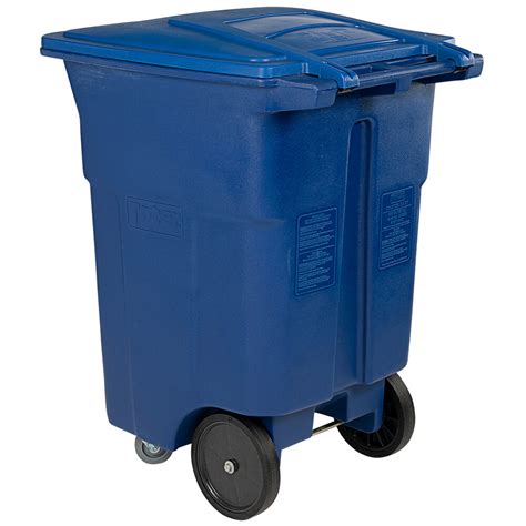 Toter Acc96 00blu 96 Gallon Blue Rectangular Rotational Molded Wheeled