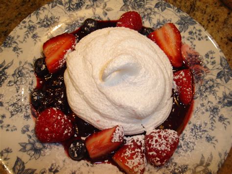 Cooking With Elise Meringue Clouds Port Wine Berry Sauce And Fresh