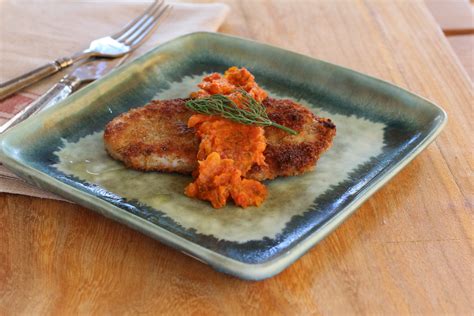 Crispy Pork Schnitzel With Fresh Tomato Dill Sauce