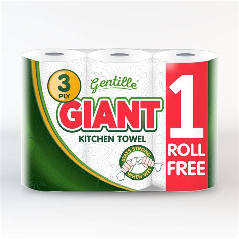 Gentille Giant 3ply Kitchen Rolls 6 Packs Of 3 18 Rolls Nova Tissue