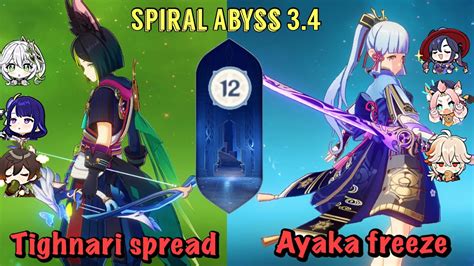 C1 Tighnari Spread C0 Ayaka Freeze Spiral Abyss 3 4 Genshin