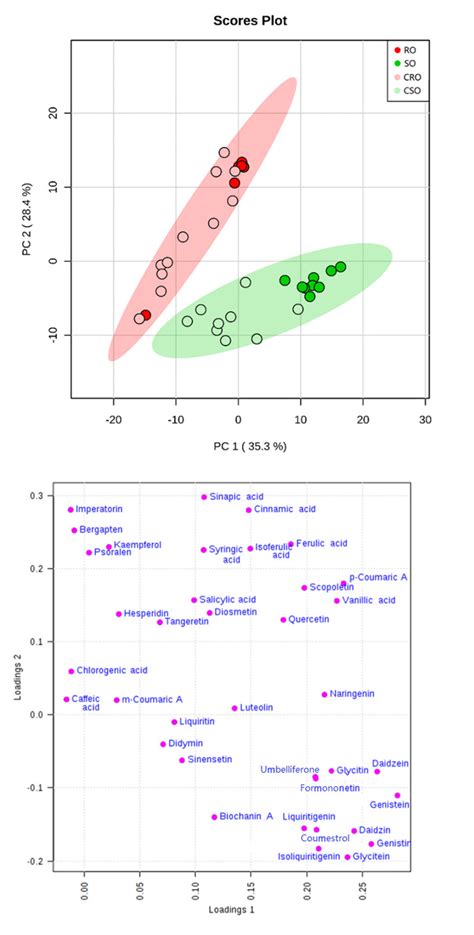 Principal Component Analysis Pca Score Plot And Loading Plot Of Download Scientific Diagram