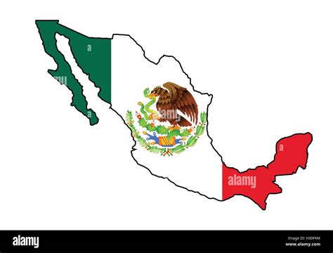 Silhouette Map Of Mexico Over A Mexican Flag Stock Vector Image Art