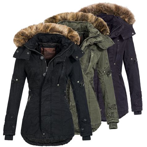 Jet Lag Damen Winterjacke Parka Wintermantel Gef Ttert Kapuze Mantel Sw