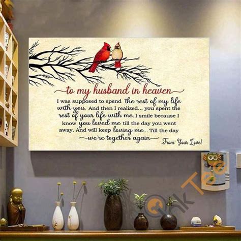 Cardinal Bird To My Husband In Heaven Unframed Satin Paper Framed