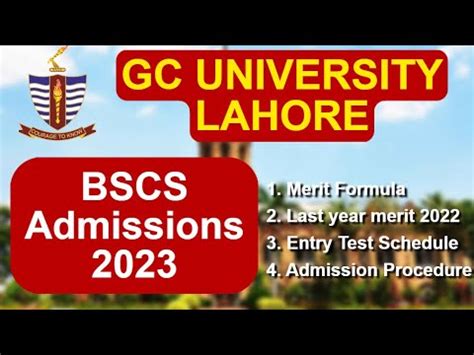 GCU Lahore BS Computer Science Admission 2023 Merit Lists 2022