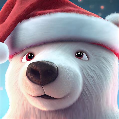 Lindo Oso Polar Con Sombrero De Santa Foto Premium