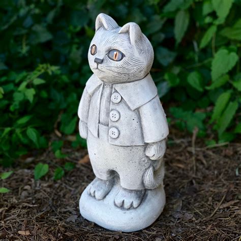 Unique Garden Cat Concrete Cat Statue Cement Cat Sculpture Etsy