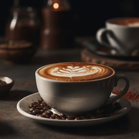 Premium Ai Image Two Cups Of Coffee With A Latte Art On The Rim