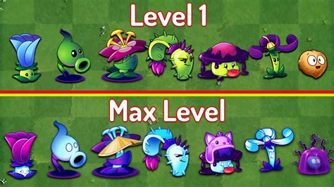 Pvz 2 Every Shadow Plants Level 1 Vs Max Level Youtube