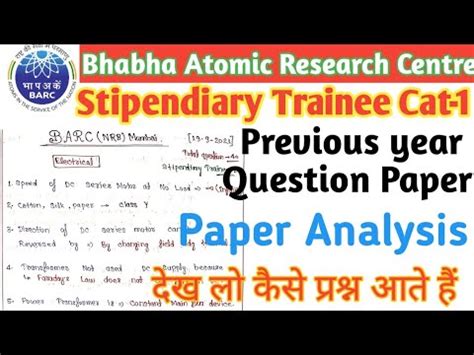 Barc Previous Year Question Paper Barc Pyq Bhabha Atomic