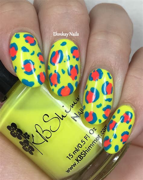 Ehmkay Nails Kbshimmer Neon Leopard Print Nail Art