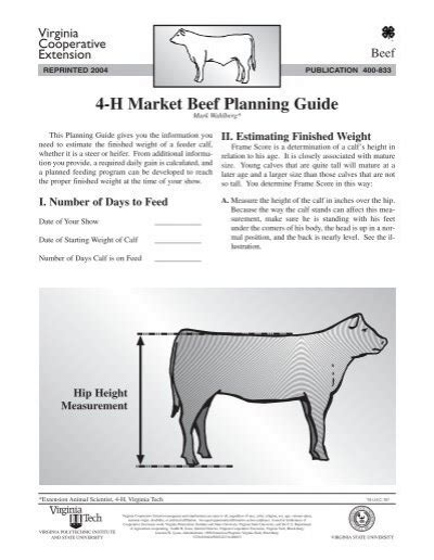 H Market Beef Planning Guide Virginia Cooperative Extension