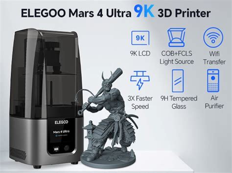 Elegoo Mars 4 Ultra 9K resina y ajustes compatibles con impresión 3D