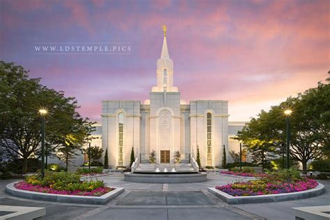 Bountiful Temple Garden Sunset - LDS Temple Pictures