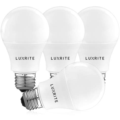 Luxrite A19 Led Light Bulb 9w60w 4000k Cool White Dimmable 800 Lumens E26 Enclosed Fixture