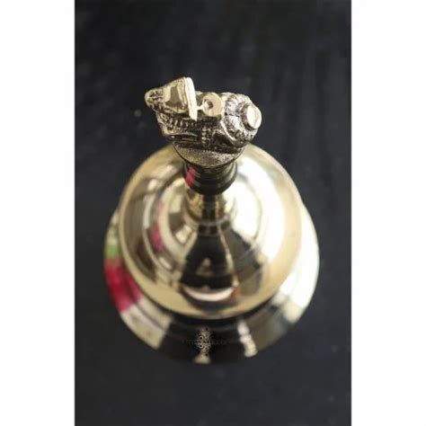 Indian Art Villa Brass Handmade Designer Pooja Bell Ghanti Nandi Cow