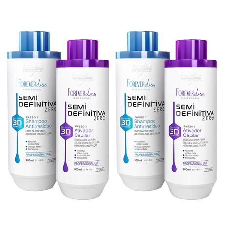 Kit 02 Forever Liss Escova Semi Definitiva 3d Zero 900ml Submarino