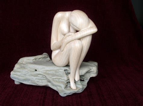 Nude Woman Wood And Sandstone Sculpture THINKING Etsy