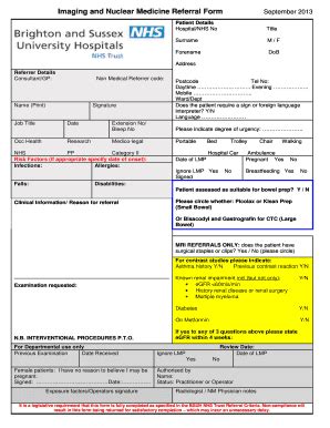 Fillable Online Imaging Referral Form September 2013 Fax Email Print