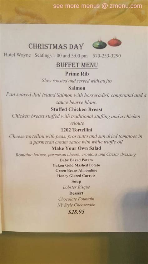 Menu at Hotel Wayne pub & bar, Honesdale