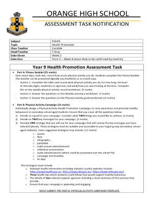 Fillable Online Year Health Promotion Assessment Task Fax Email Print