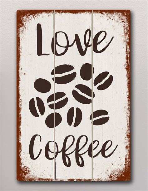 VINOXO Vintage Wooden Framed Coffee Wall Art Decor Plaque Love Coffee